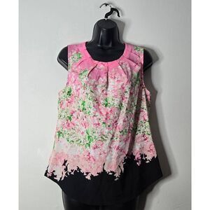 New York & Company Top Size Small Sleeveless Floral Print Pink Black NWT